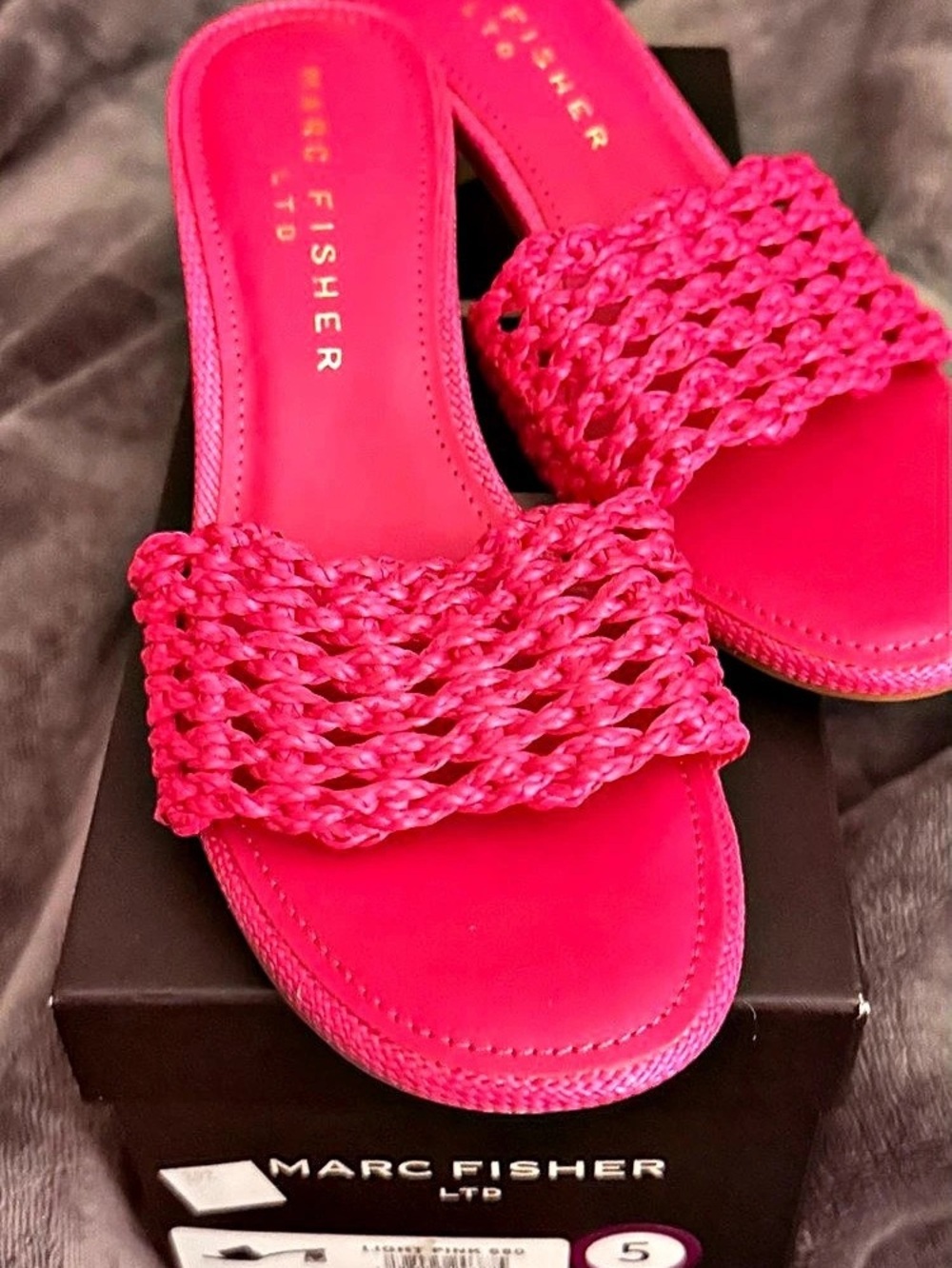 Marc Fisher LTD Jazmine Woven Mule Heels Pink US 6.5 M